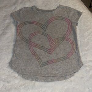 Jumping Beans 4 Heather Gray Tee with Rainbow Hearts